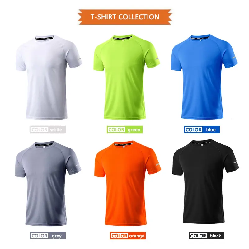 2026 NEW Men Short Sleeve Reflective Sports T Shirt Quick Dry Breathable Gym Fitness Sportswear