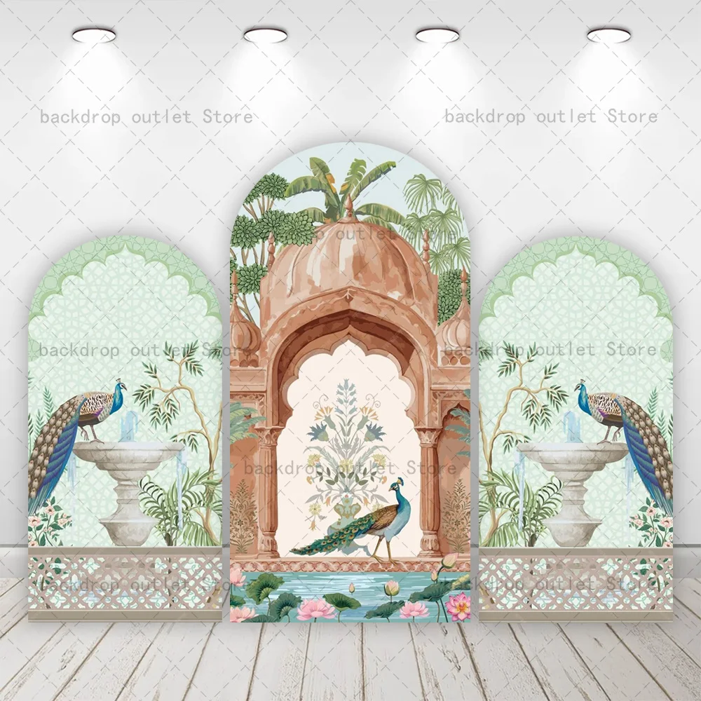 Mehofond Peacock Palace Arch Backdrop Cover Indian Style Floral Tree Wedding Birthday Baby Shower Party Decors Wall Background