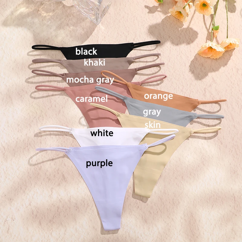12Pcs/Set Minimalist Seamless T-back Women Sexy G-String Panties Thin Strap Thong Intimate Thong Low Waist Briefs Soft Lingerie