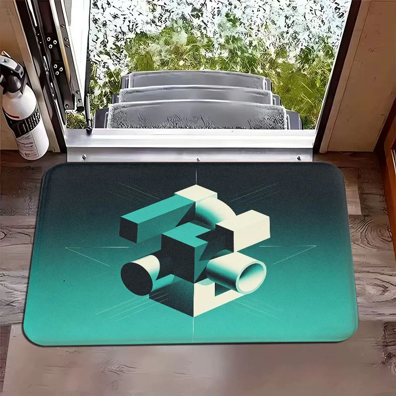 VIKAMA Ice and Snow Cave Secret Realm Door Mat, Non-Slip Entrance Rug for Foyer & Bathroom, Mystical Winter Home Decor