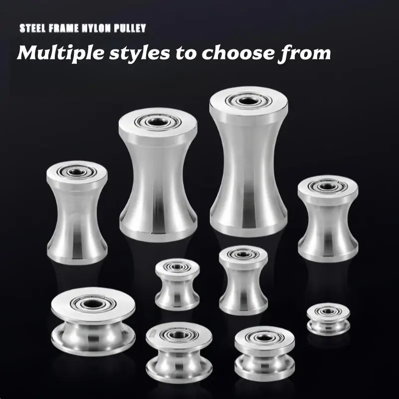 1Pc 304 stainless steel U-shaped groove mechanical equipment bearings steel rollers bearings pulleys steel wire guide wheels