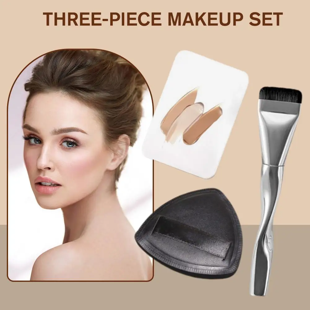 1 Stuks Make-Up Kwasten + 1 Stuks Driehoek Poederdons Set Concealer Oogschaduw 1akeup Borstel Mengen Cosmetische Beauty Tools