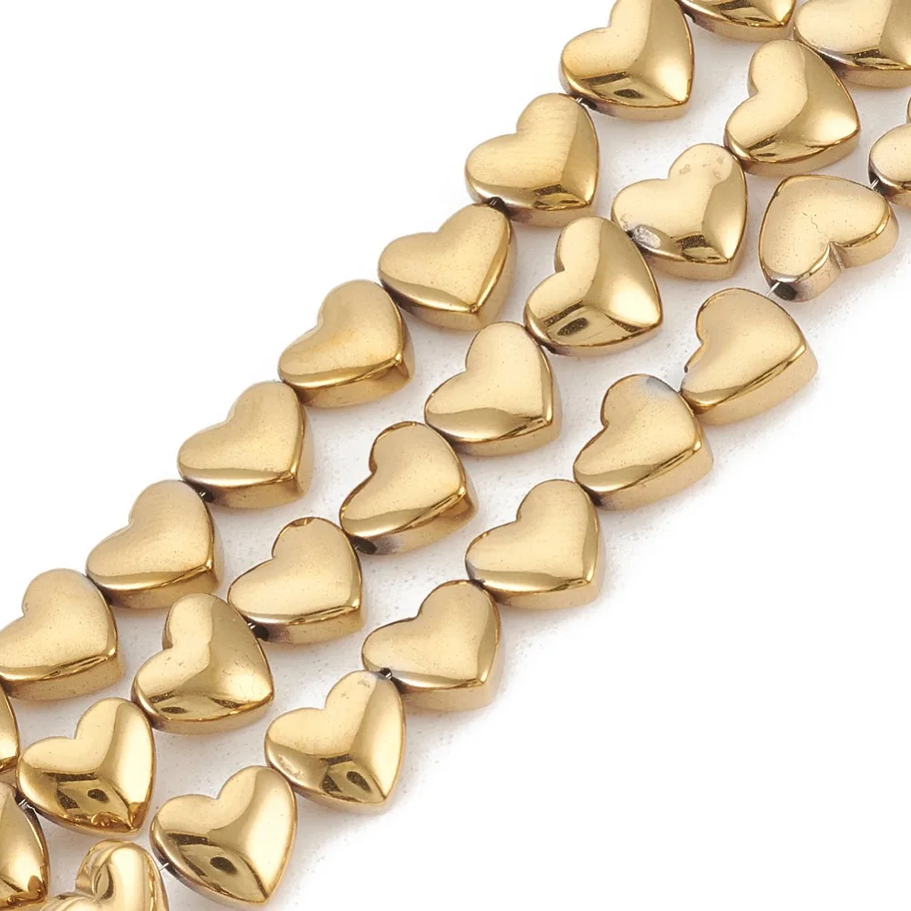 1strand Electroplate Non-  Hematite Beads Strands Heart Light golden  6x5.5x3mm Hole: 1mm 70pcs/strand 15.7 inch