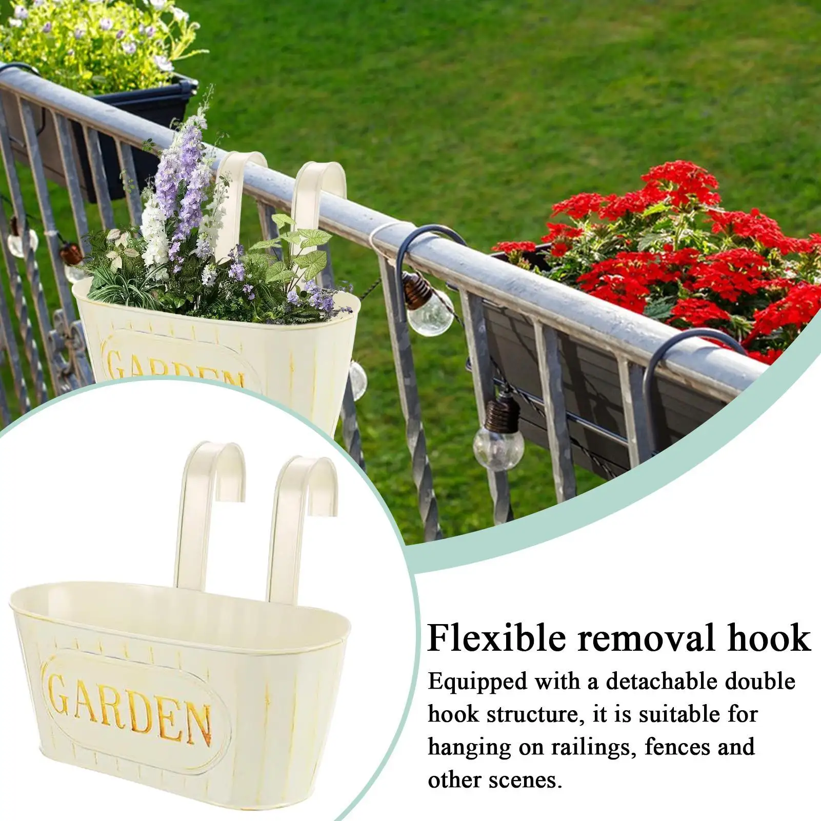 

Fence Planter 3 Pieces Plant Pots With Drainage Holes Metal Planter With Detachable Hooks Plant Holder For Fence Balcony Yard