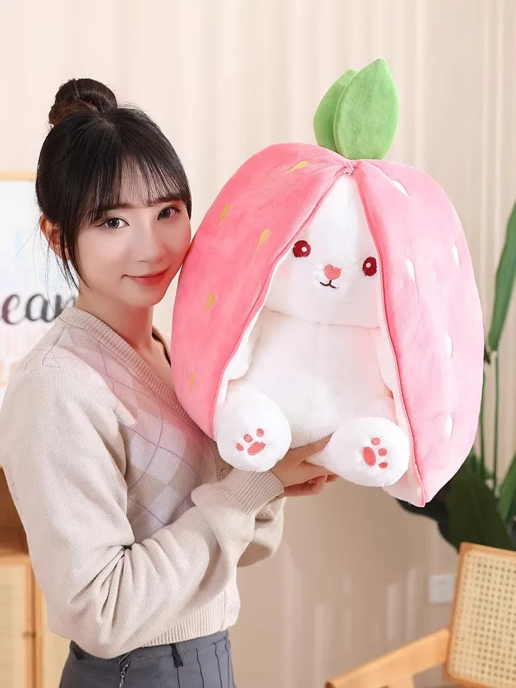 

Мягкая игрушка-кролик Stberry Rabbit Plu, кукла для девочек, подарок на Рождество, мягкая плюшевая игрушка с изменяемым костюмом для детей