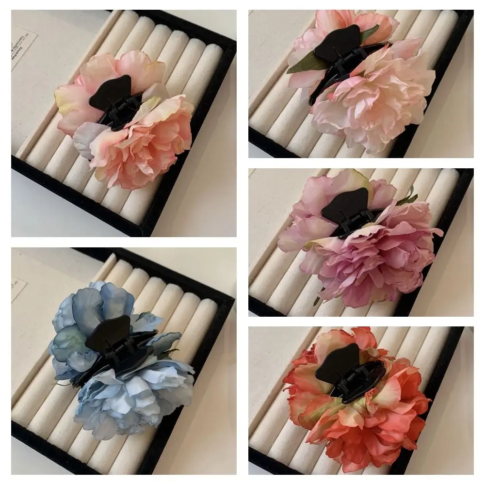 

Cute Cloth Peony Flower Hair Claw Hairpin Grab Clip Artificial Flower Claw Clip Korean Style Headwear Large Shark Clip Hanfu