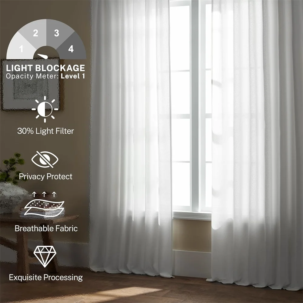 

Extra High 300cm/400cm/500cm Height Light Filtering Privacy Window Sheer Curtain Panels for Living Room Bedroom Farmhouse