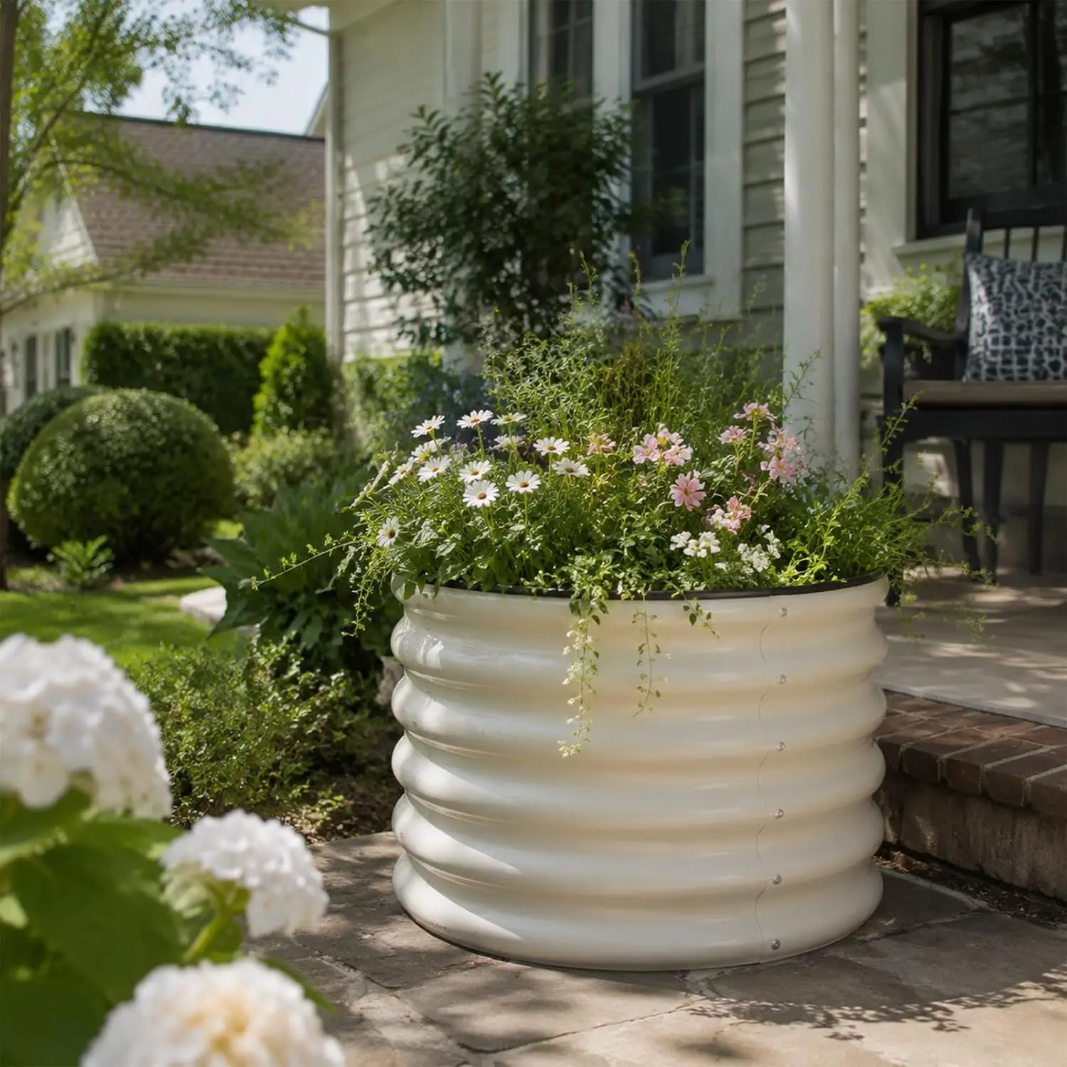 Raised Garden Bed, 2 PCS 2×2×1.5ft Round Galvanized Outdoor Planter Box, 17