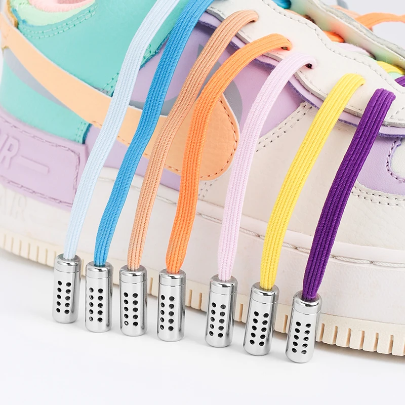 Capsule Lock No Tie Shoelaces Rubber Bands For Shoes Elastic Lace Sneakers Lastic Shoestring Round Aluminum Buckle Accessories