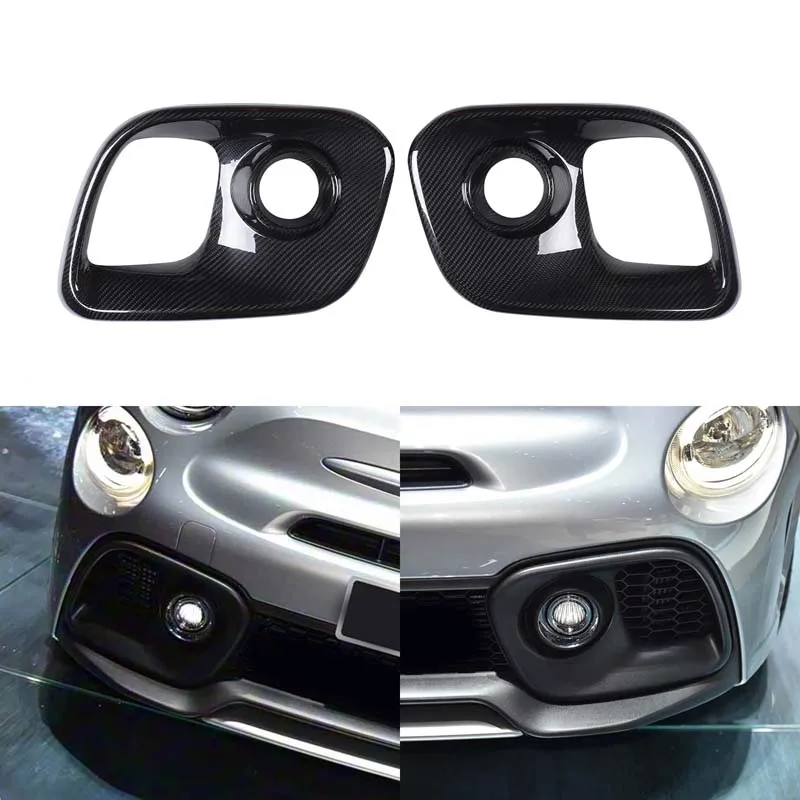 

2Pcs Real Carbon Fiber For Fiat 500 Fiat Abarth 2017+ Car Front Fog Light Decorative Frame Sticker Car Protection Accessories