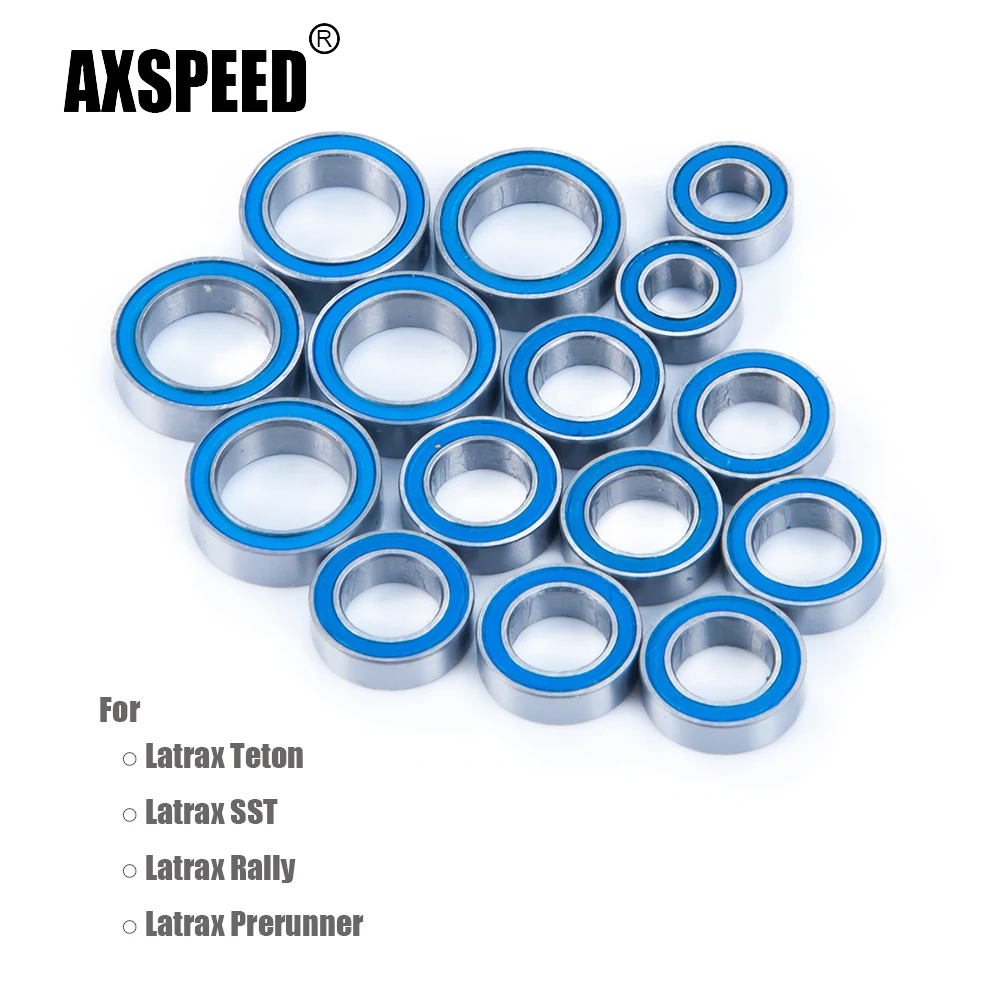 AXSPEED 15Pcs Wheel Hubs Axle Rubber Sealed Bearing Kit for Latrax Teton SST Rally Prerunner 1/18 RC Car Upgrade Parts