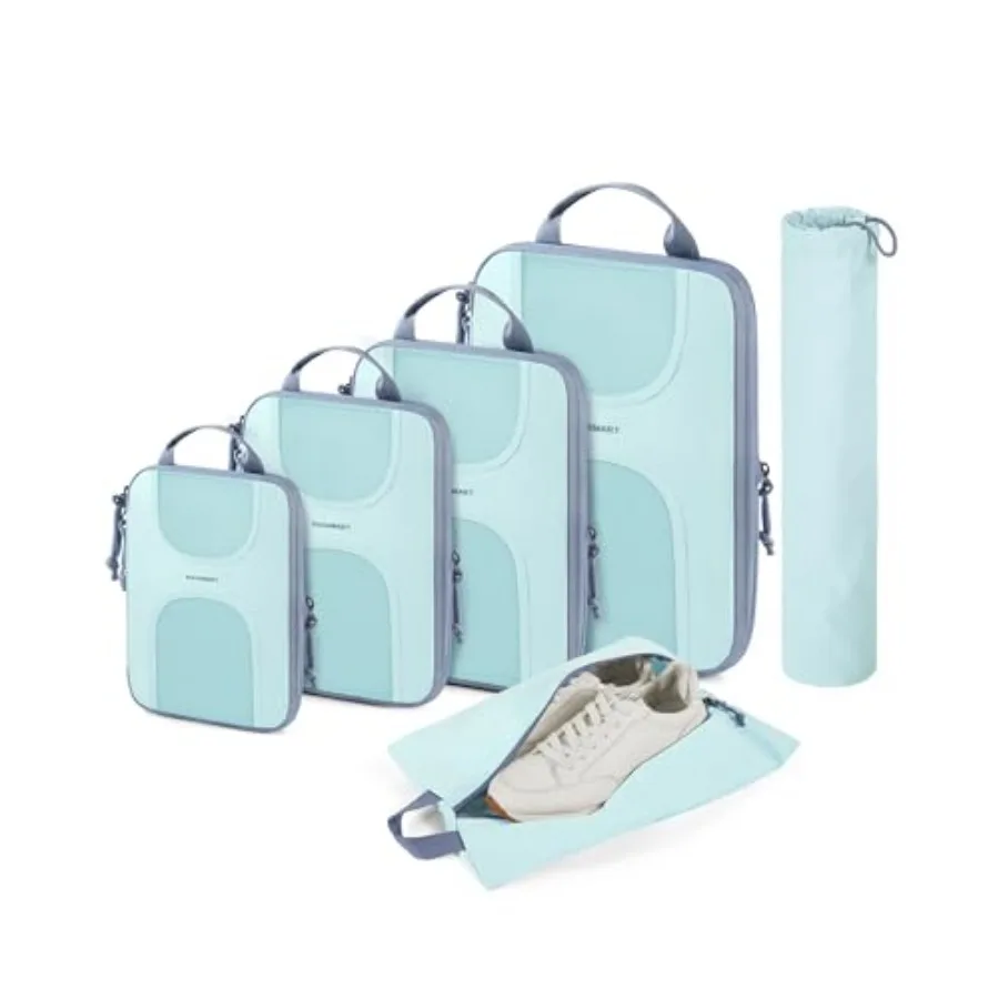 

Комплект из 6 компрессионных упаковочных кубов для чемоданов: легкие органайзеры для путешествий с функцией сжатия, идеально подходят для упаковки необходимых вещей