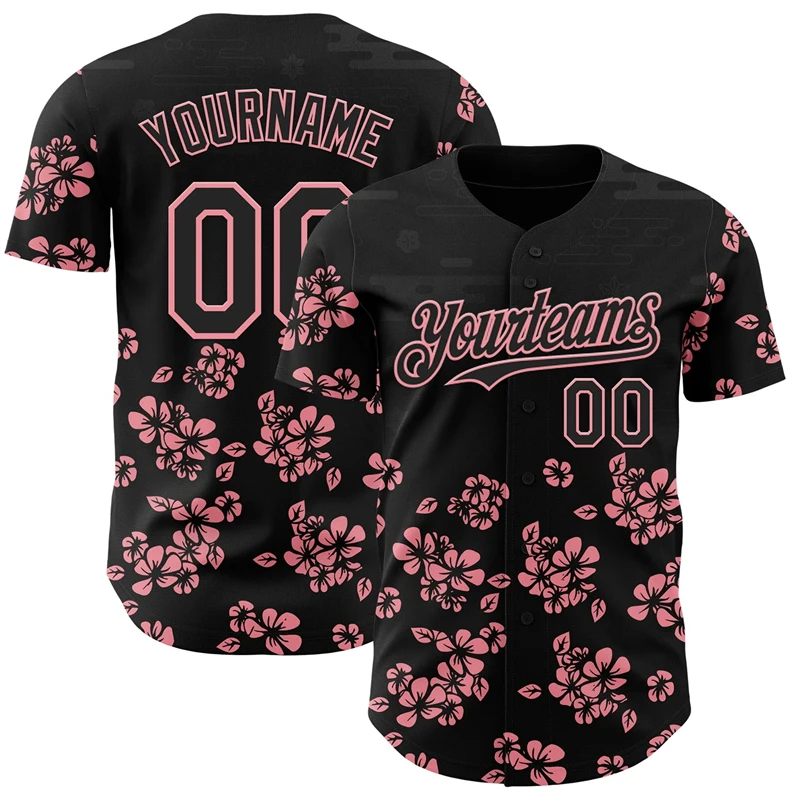 Gepersonaliseerde honkbaltrui uit de Cherry Blossom-collectie, aangepaste teamnaam, nummer, kleur, honkbalshirt voor heren, dames, bijpassende tops