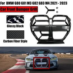 2021-2023 For BMW G80 G81 M3 G82 M4 G83 Car Front Bumper Grilles Carbon Fiber Style Grill Glossy Black Hood ACC Body Kit