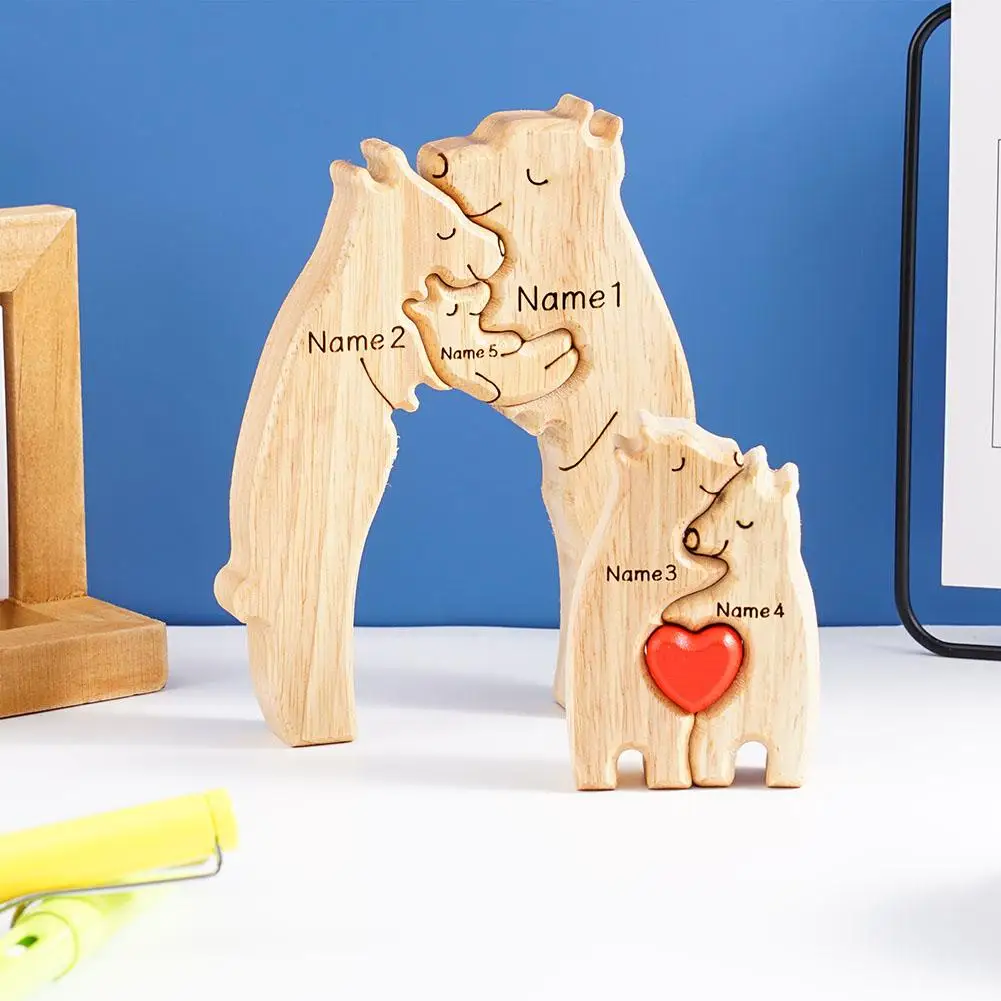 Personalized Name Puzzle Customized Cute Bear Wooden Puzzle Toys For Home Ornament Creative Art Gifts For Baby Boy Girl