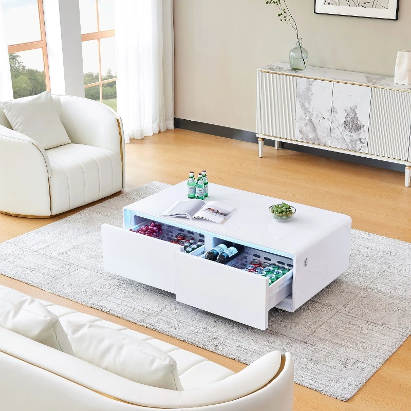-ForOEM Factory Table Mini Refrigerator Furniture Wireless Charging Smart Table Touch Screen Coffee Table Fridge&