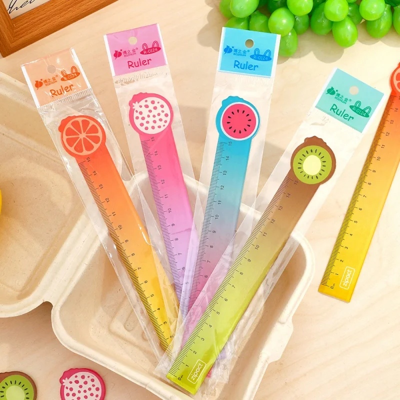 60pcs/lot Creative Fruit Gradient Ruler Cute Bookmark Measuring Drawing Tool Promotional Gift School Supplies