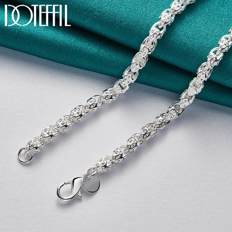 DOTEFFIL 925 Sterling Silver 20/24 Inch 5mm Naszyjnik z łańcuszkiem do kranu dla kobiet Mężczyzna Moda Biżuteria zaręczynowa ślubna — zdjęcie 4