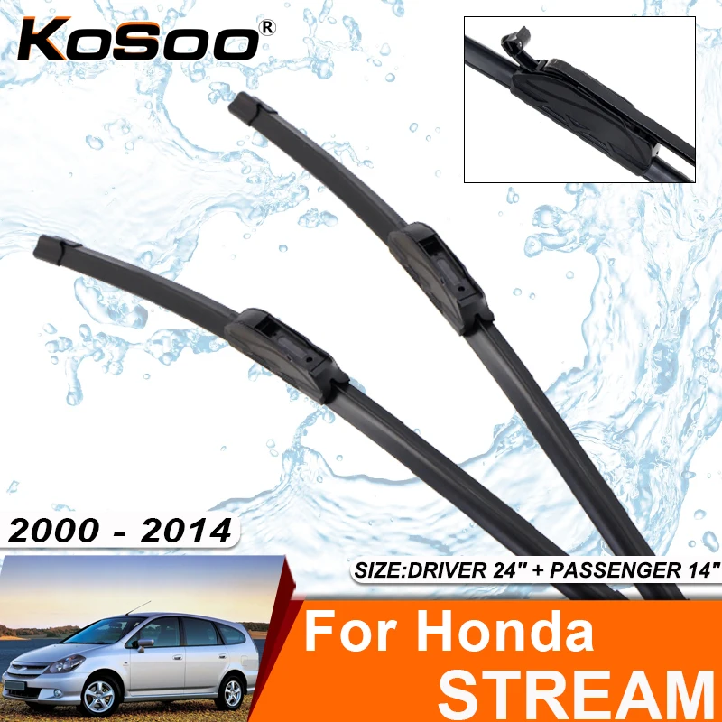 Lame d'essuie-glace de voiture pour Honda STREAM MK1 RN6 2000-2014, recharge en caoutchouc pour pare-brise, accessoire d'essuie-glace pour fenêtre avant