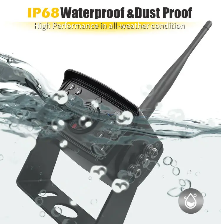 Monitor quad-view AHD IPS da 7 pollici Sistema di telecamere wireless con vista a 360 gradi a 4 canali Telecamera inversa DVR per schermo diviso per autobus camion