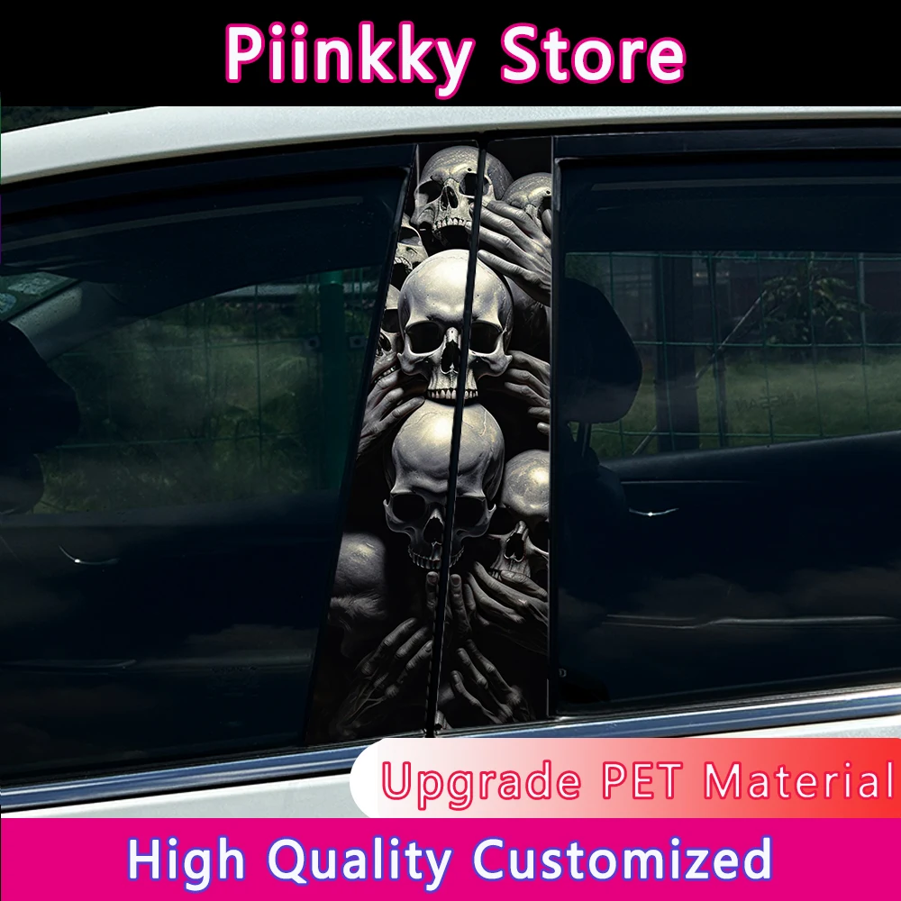 Skull death's head B-pillar Sunscreen DIY Auto Center Column Cover Scratches Car Stickers Cartoon Decoration Accessories