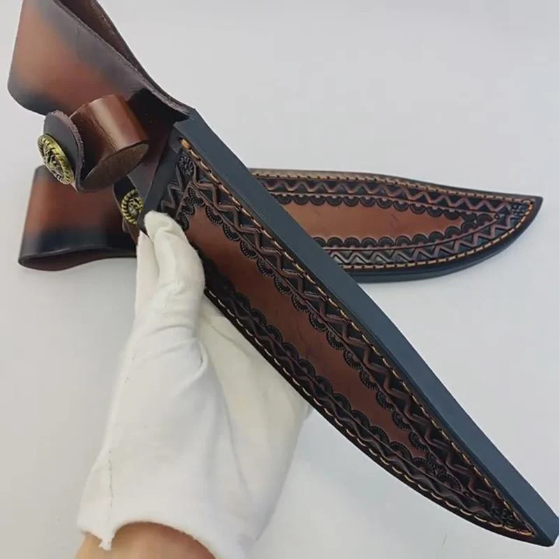 277MM 285MM 300MM Full Length Large Straight Knife Cowhide Sheath Fixed Blade Scabbard Cover Holders With Brass Buckle