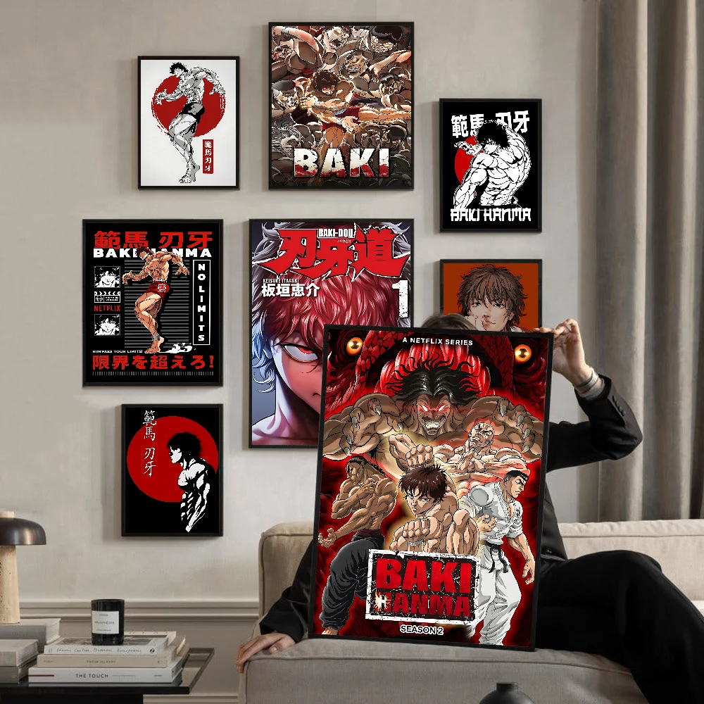 

B-Baki Classics Anime DIY Sticky Poster Whitepaper Prints Posters Artwork Vintage Decorative Painting