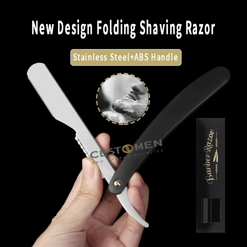 

New Type Professional Shaving Razors Stainless Steel Straight Edge Folding Razor Knife Holder For Men Beard Shaver Barber Tools