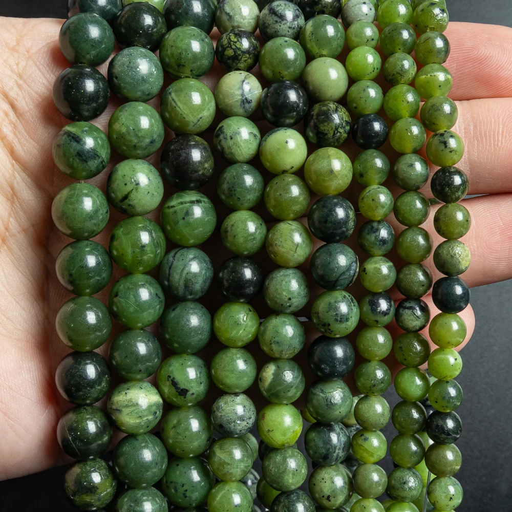 Genuine Natural Real Smooth Round Canadian Jade Gemstone Beads Loose Beads for Jewelry Making Approxi 15