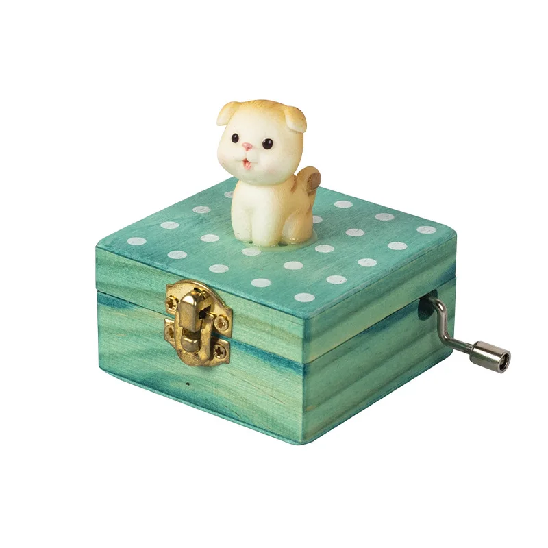 cartoon music box Children's music perception wooden toys hand cranked music boxes parent-child interaction