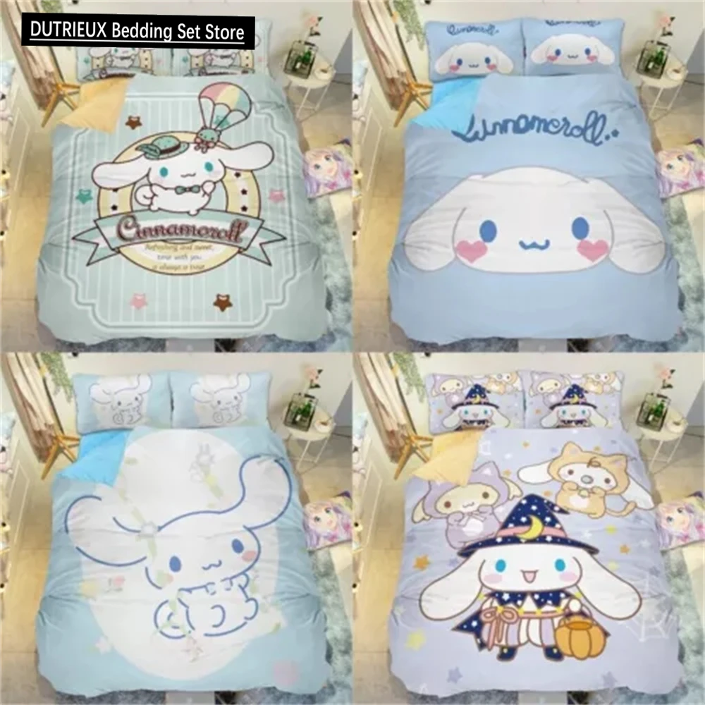 

Cinnamoroll Cartoon Duvet Cover Kawaii Teens Children Bedding Set Cute Quilt Cover Polyester Twin Queen King Bedroom Decoration