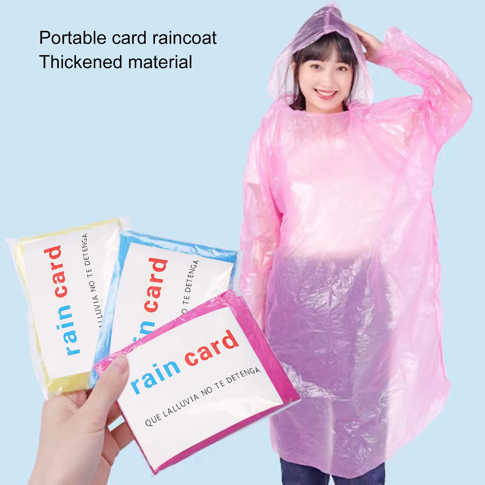 1Pcs Adult Disposable Poncho, Hooded Raincoat Lengthened Waterproof Outdoor Rain Poncho Random Color Disposable Raincoat