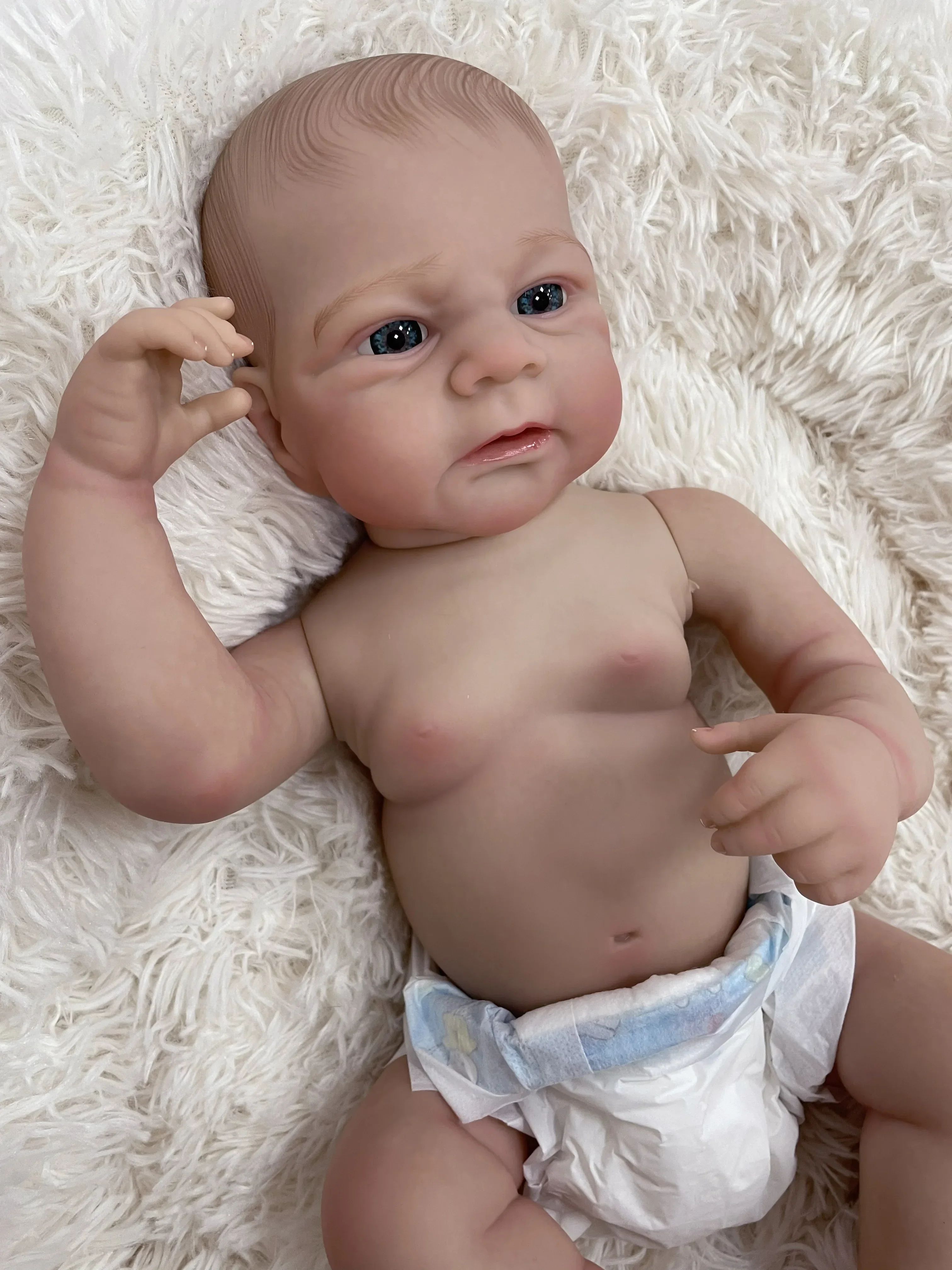Elijah Full Vinyl Body Reborn Doll 19inch Multiple Layers Painting 3D Skin With Visible Veins Hand Drawn Hair Excluding clothing
