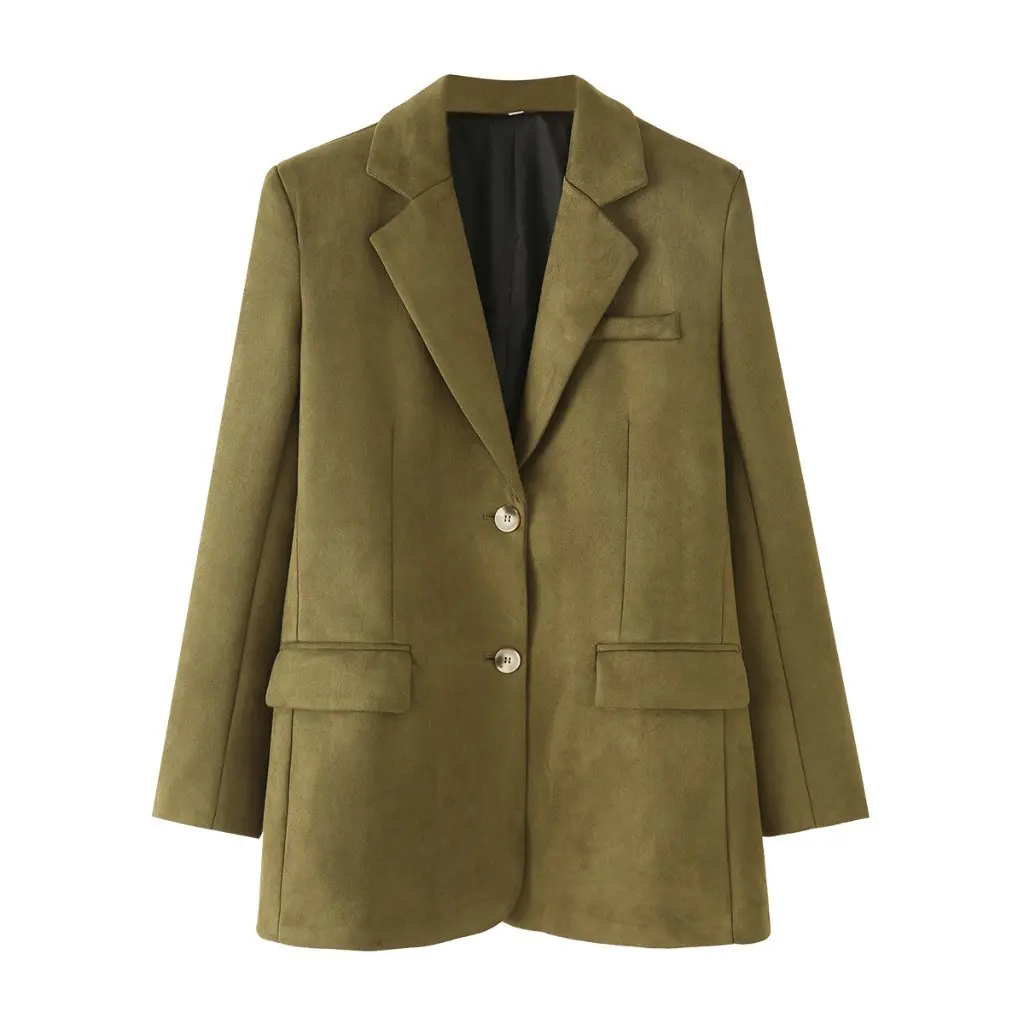 

European And American Fashion Suede Long Sleeve Suit Jacket Two-Color Suede Spring Autumn New Women's Top B129265