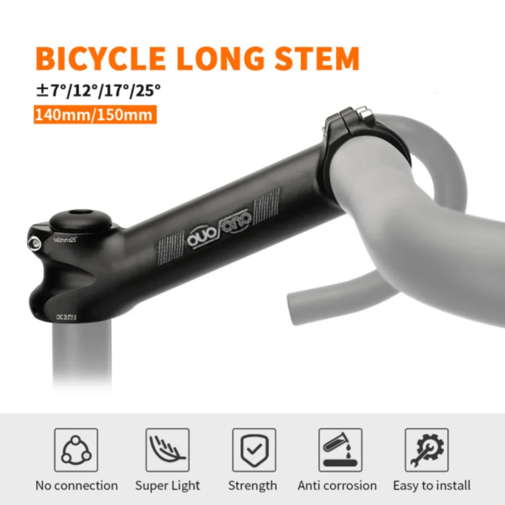 OUO MTB Handlebar Stem CNC Mtb Bike Table Road Power 31.8mm Stem For Bicycle Power Parts Riser 7/12/17/25 Degree