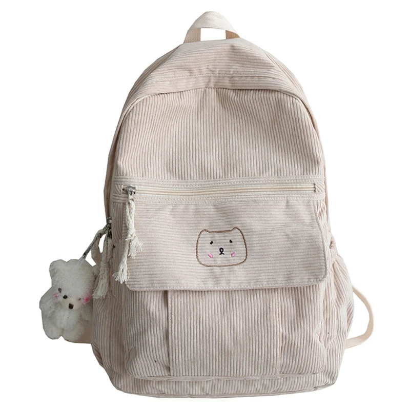 Corduroy Women Backpack Solid Color Female Student Schoolbag for Teenage Girl Travel Shoulder Bags