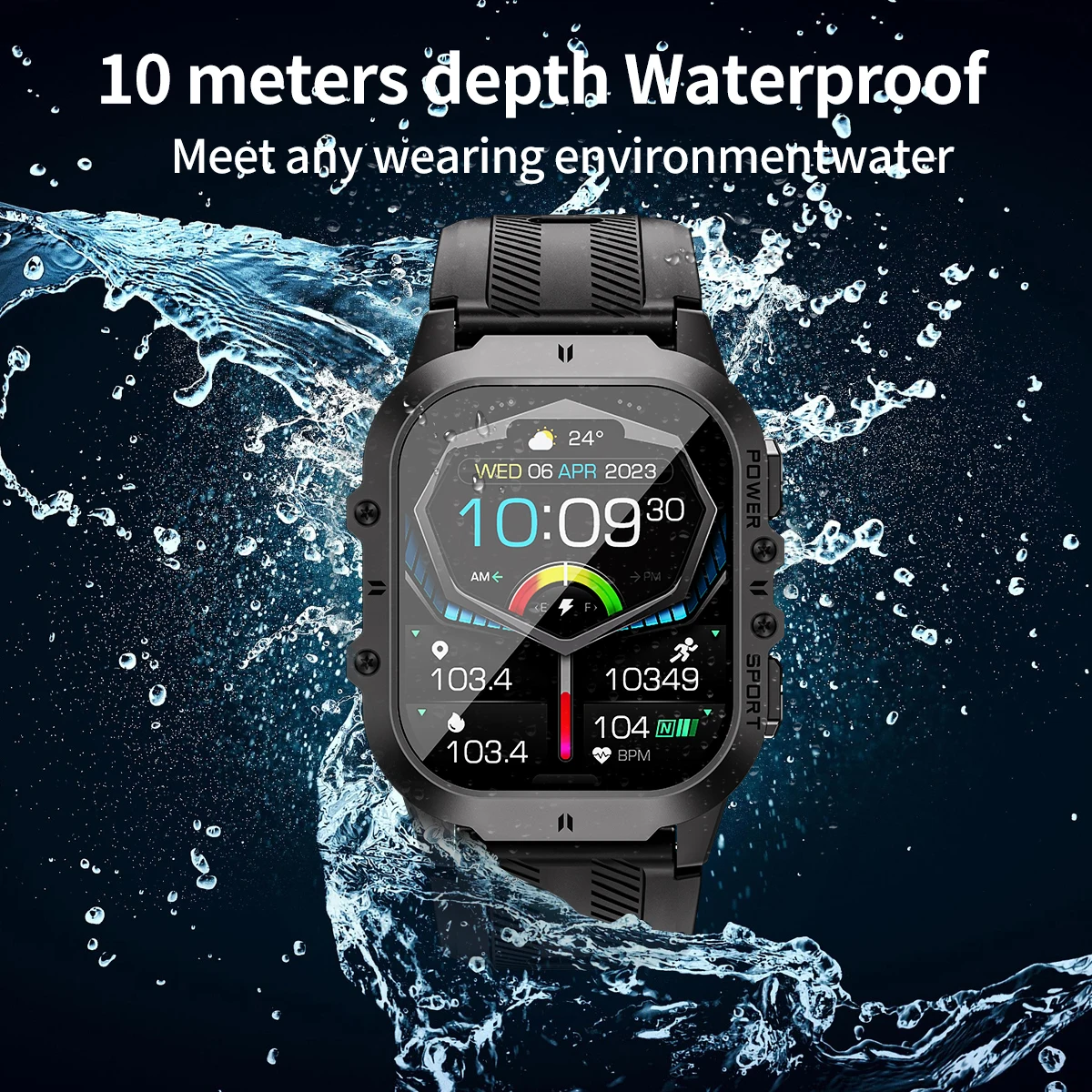 Uhoofit C26 Jam Tangan Pintar Pria 1.96 Inci Layar AMOLED 1ATM Tahan Air Multi Mode Olahraga Monitor Kesehatan Panggilan Bluetooth Jam Tangan Pintar