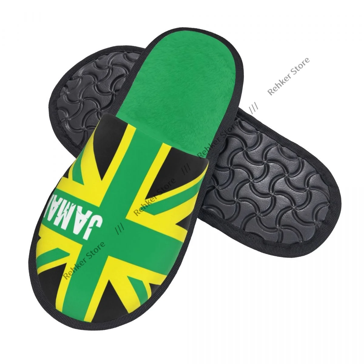 Jamaica Kingdom Flag Indoor Slippers Furry Slipper Winter Home Shoes House Flat Closed Toe Slides Flip Flops