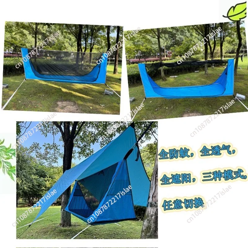 Adult Size Mosquito Net Hammock with Zipper, Inflatable Pad Breathable Outdoor Hanging Hammock