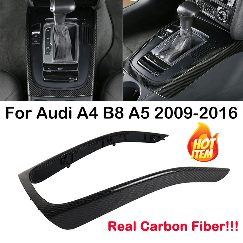 

For Audi A4 B8 A5 2009 2010 2011-2016 Real Carbon Fiber Car Front Center Console Gear Shift Frame Modified Decoration Cover Trim