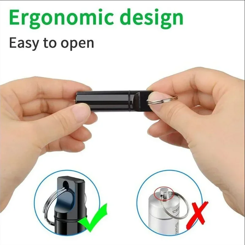 حافظات صغيرة من الألومنيوم المقاوم للماء مع خرطوشة سبيكة مستديرة برأس مسطح للتخزين المختوم وسلسلة مفاتيح لزيوت الأسماك فيتامين #3