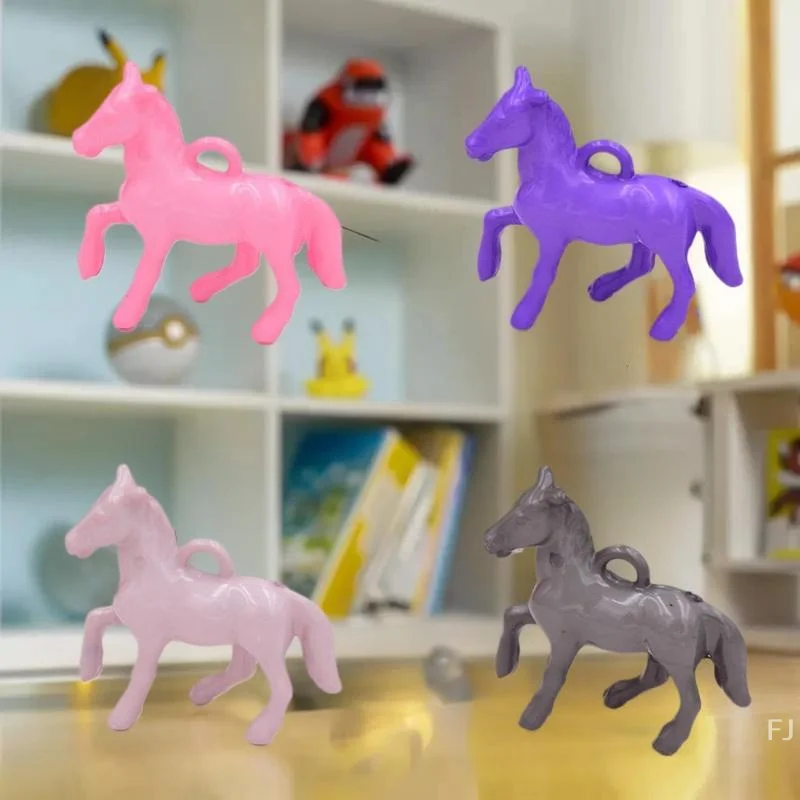 Juego de 10 dijes de caballo de acrílico UV, acabado brillante en colores vibrantes para necesidades de joyería DIY