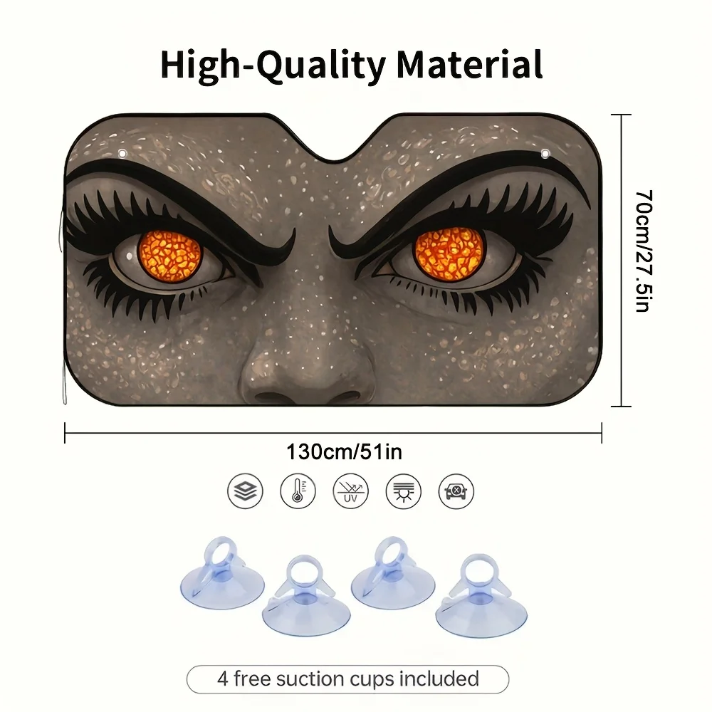 1pc Elegant Eye Artistry Car Sun Visor, Suitable For All Vehicle Types, Maintains A Comfortable Interior Temperature, Reduces Su