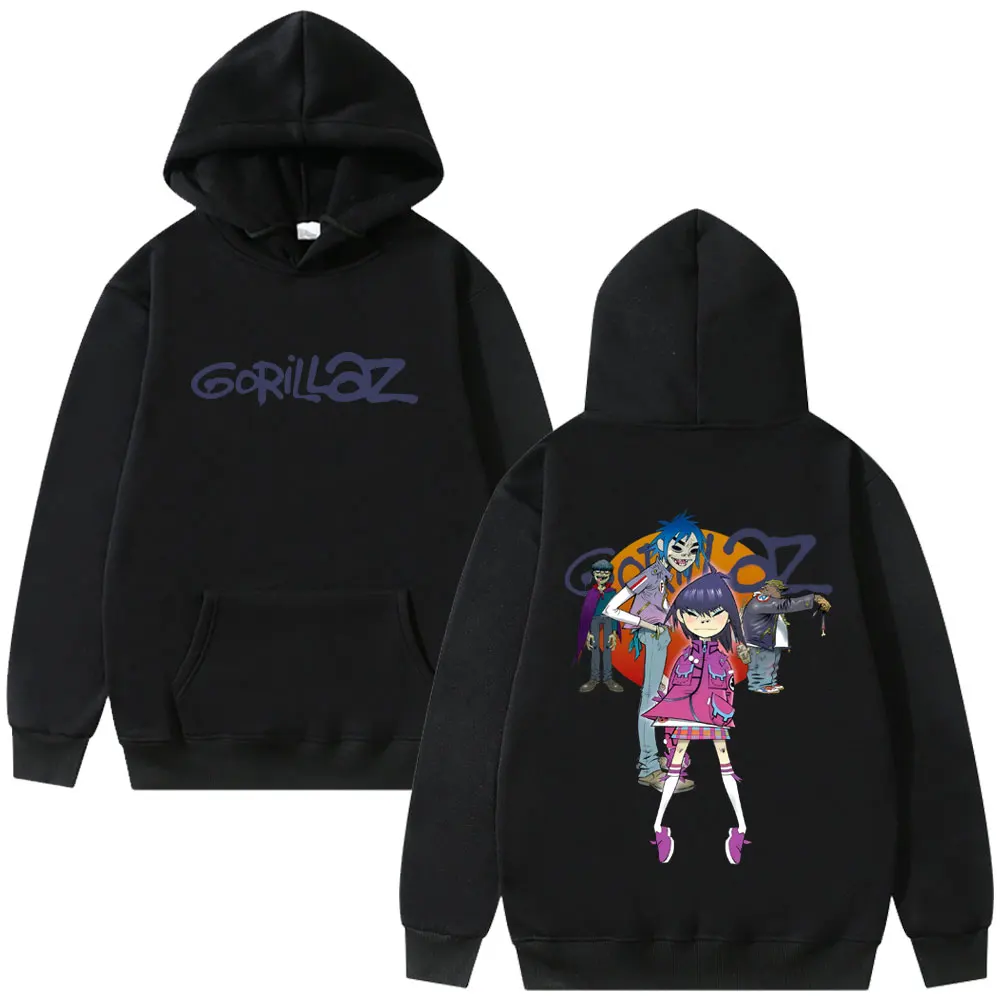 Rock Band Gorillaz Graphic Hoodie Men Women Hip Hop Fashion Oversized Streetwear Unisex Casual Fleece Cotton Pullover Hoodies