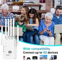 WiFi Repeater 1200Mbps Wireless WIFI Extender WiFi Booster 2.4G/5G Network Amplifier 360° Full Coverage Signal for Office Home