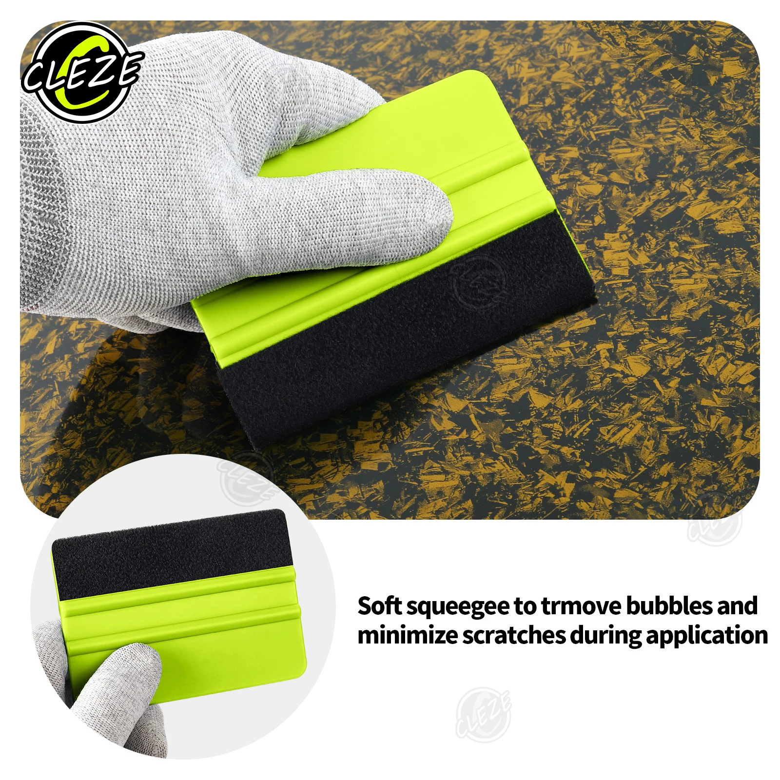 CLEZE Car Vinyl Wrapping Tools Felt Edge Squeegee for Installing Vehicle Window Film Premium Care Equipment Accessories