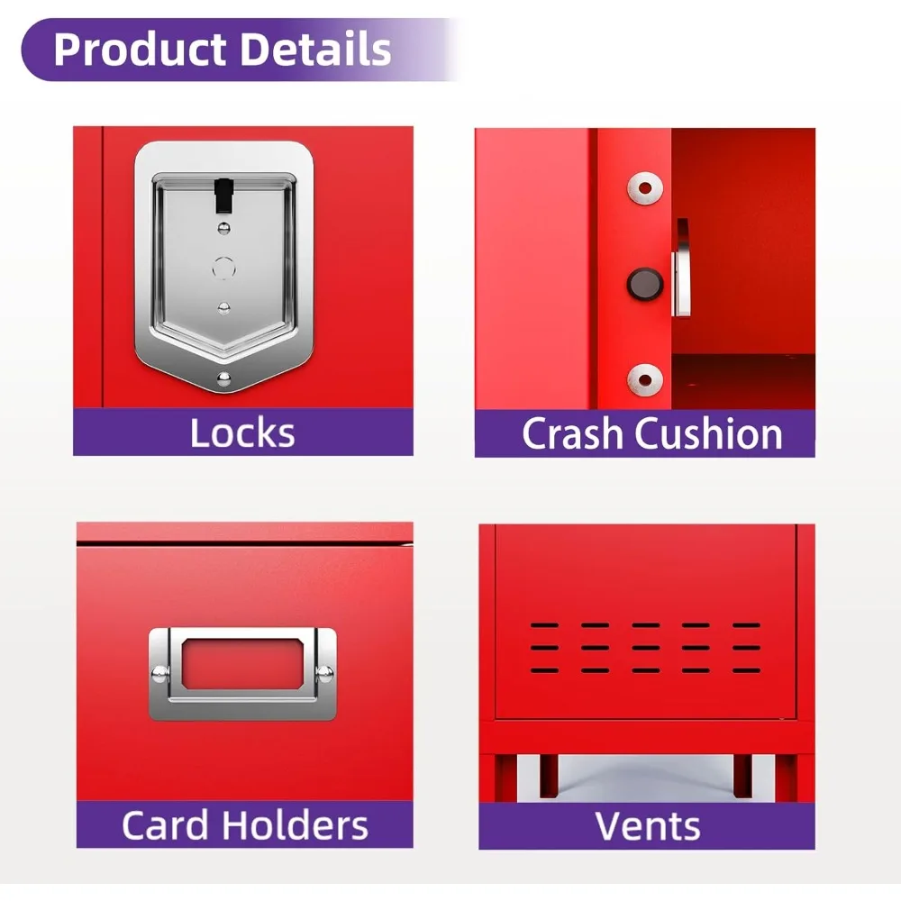 خزانة تخزين معدنية مقاس 54 بوصة قابلة للقفل، خزانة تخزين منزلية طويلة من الفولاذ مع مقصورات للمكتب وصالة الألعاب الرياضية والمدرسة والموظفين، ب