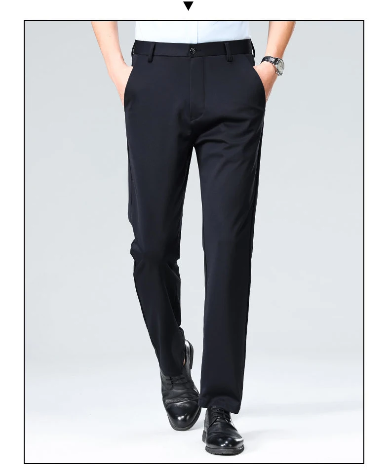 Herren Regular Fit Anzughosen Business Casual Hosen mit Stickerei Stretch Golfhosen Party Leichtgewicht Hosen – Detail 3