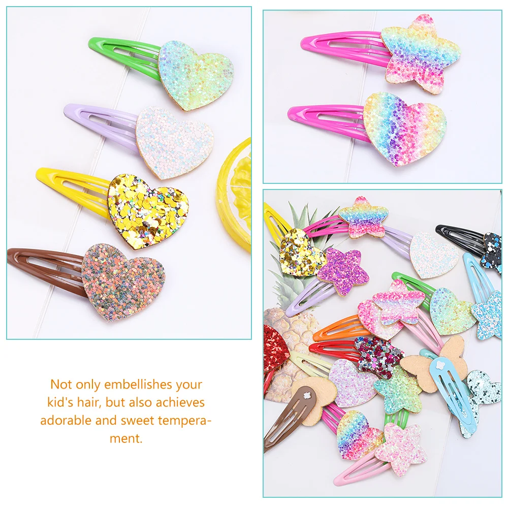 

18pcs Star C y Colors Kids Toddler Heart Sequins Accessories Non damaging Kids Hair Clips Baby Hair Clips Easy Gifts
