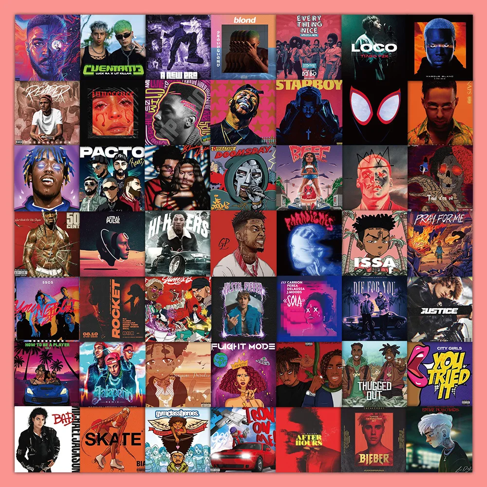 61/63 個のアルバムステッカー、ヨーロッパとアメリカの歌手の電話ケース、防水ファンコレクションギフト、ポータブルギター荷物用